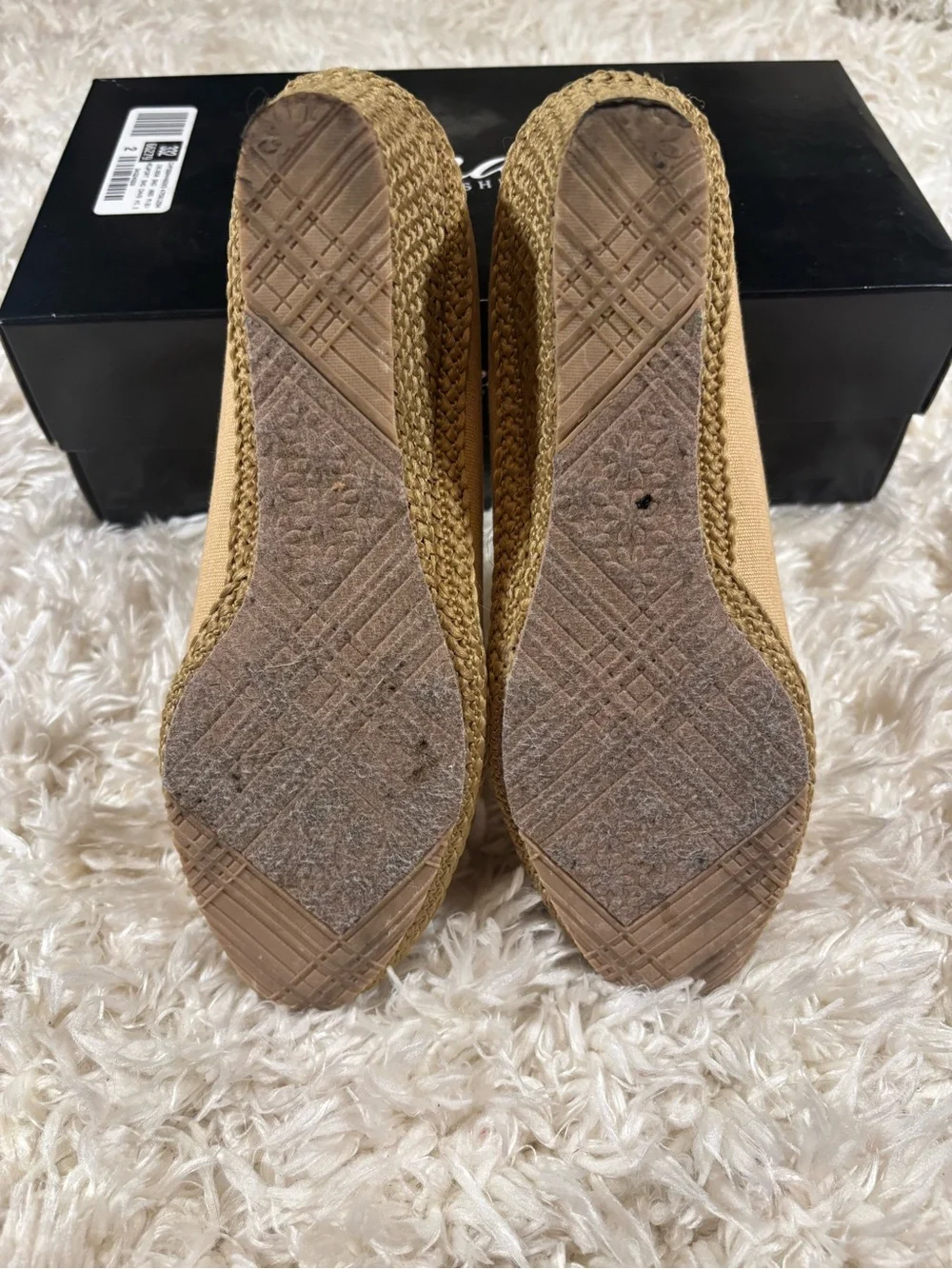 Beacon Tan Canvas Espadrille Wedges-like new in box-6.5